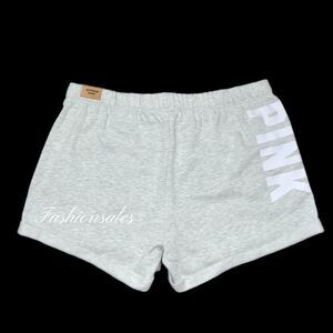 Victorias Secret Pink Logo Boyfriend Comfy Fleece Shorts Pink Logo Gray Xlarge